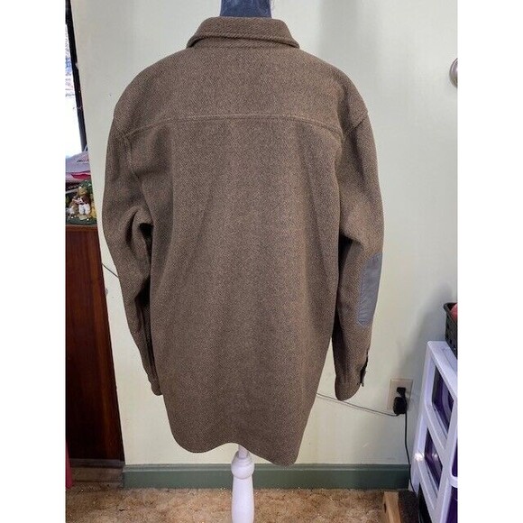 LL Bean Shirt Jacket Sz XL Brown Overshirt Allagash Fleece Shacket Elbow Patches - Picture 9 of 12